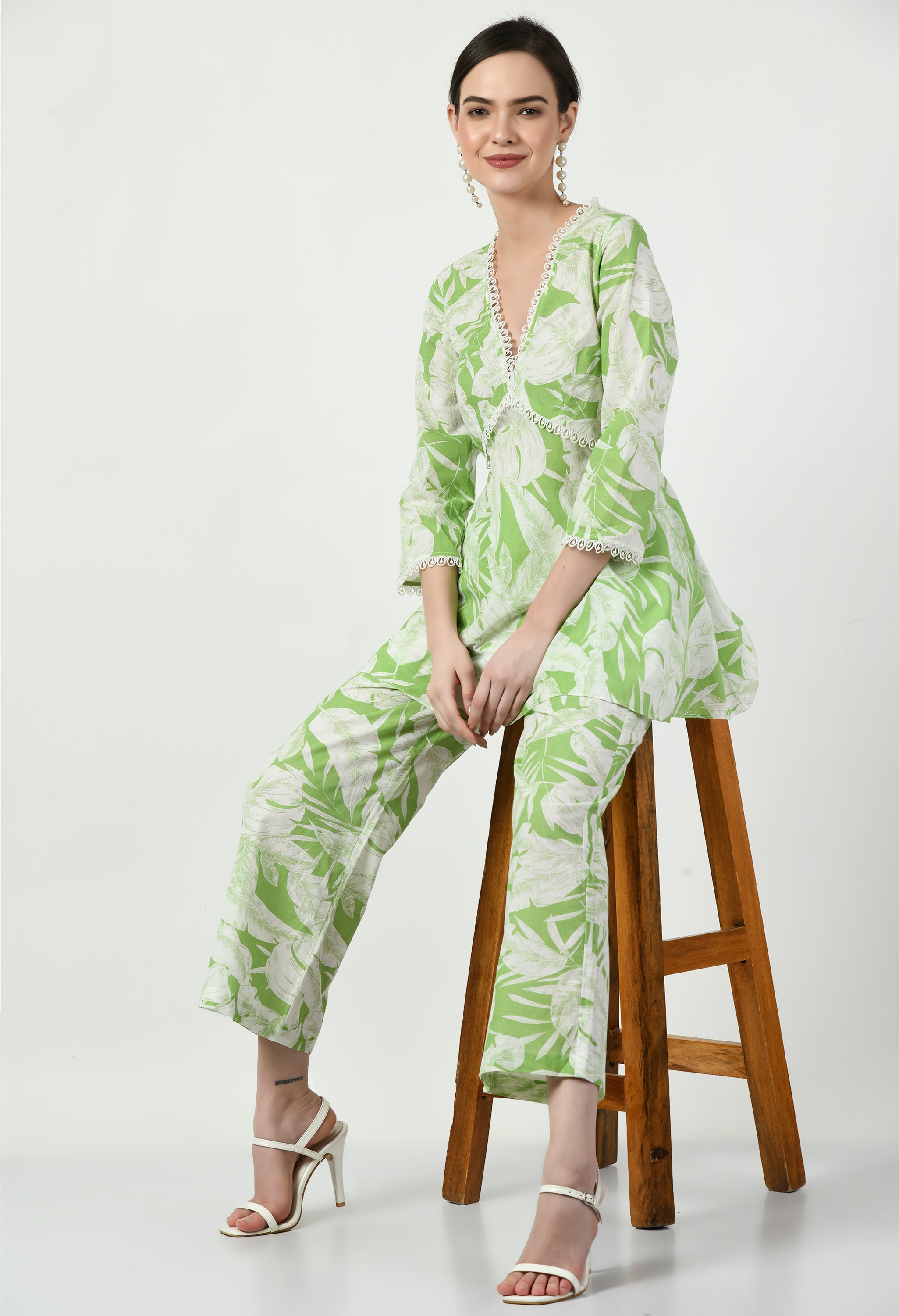 Soft Green Cotton Co-Ord Set | Green Cotton Co-Ord Set